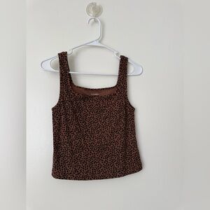 Old Navy Brown and Black Dainty Anima Print Tank Top